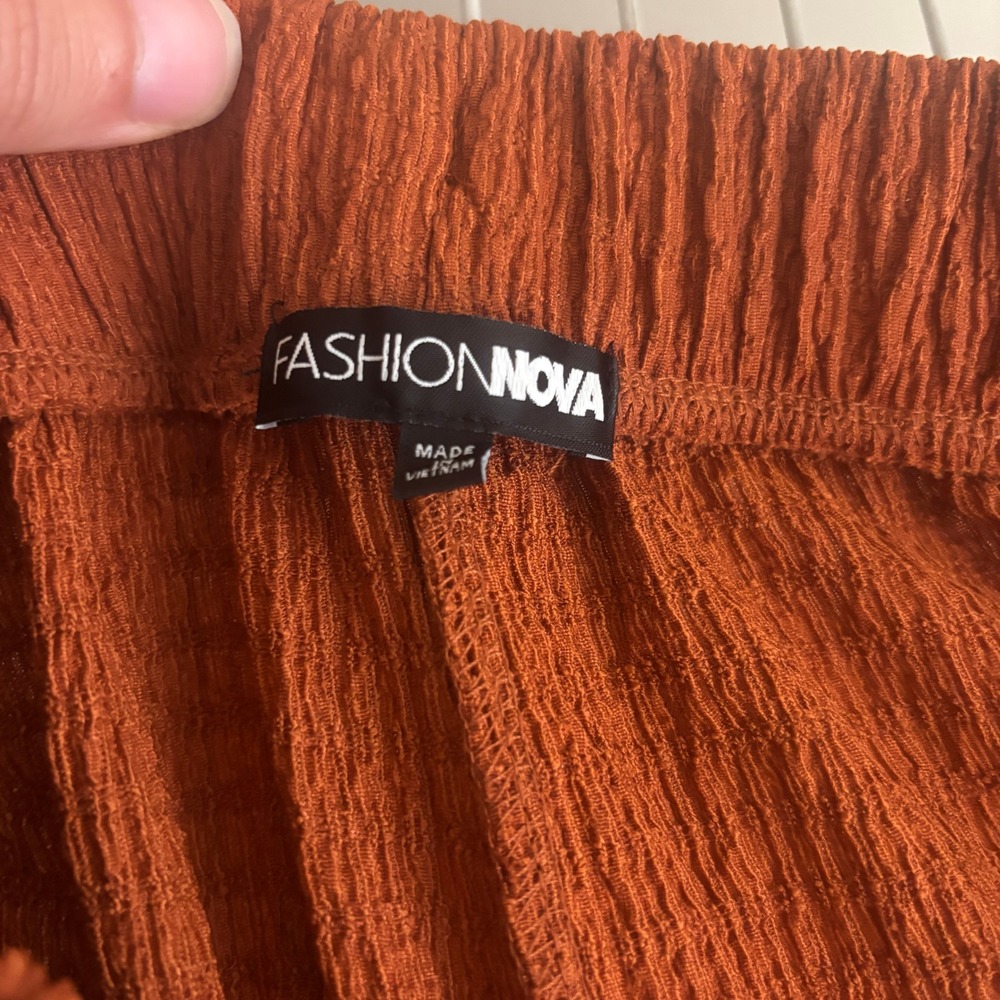 Fashion Nova Orange Oversized Long Sleeve Tunic Button Shirt Shorts Set Women XL - Picture 10 of 11
